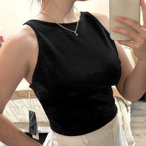 Black shiny halter top